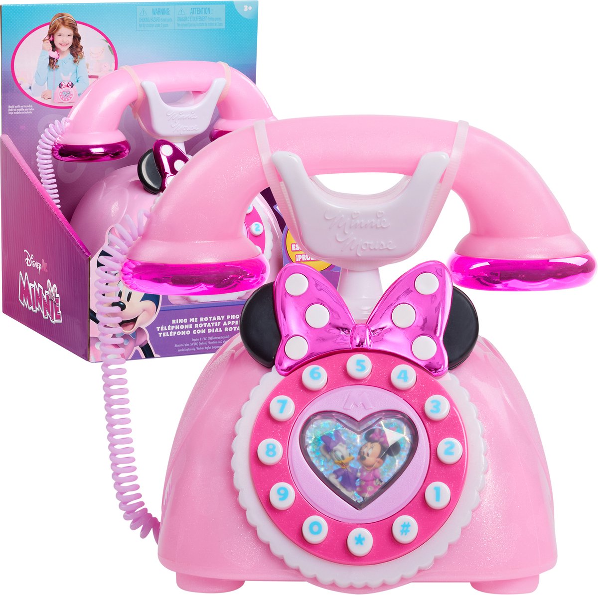 Just Play Disney Junior Minnie Mouse téléphone à cadran traditionnel rose - avec son léger