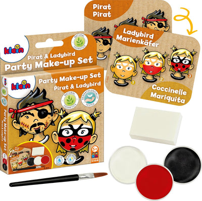 Klein Toys set de maquillage de fête 'coccinelle pirate' - trois tablettes de peinture en noir, rouge et blanc - certifié ISO 16128