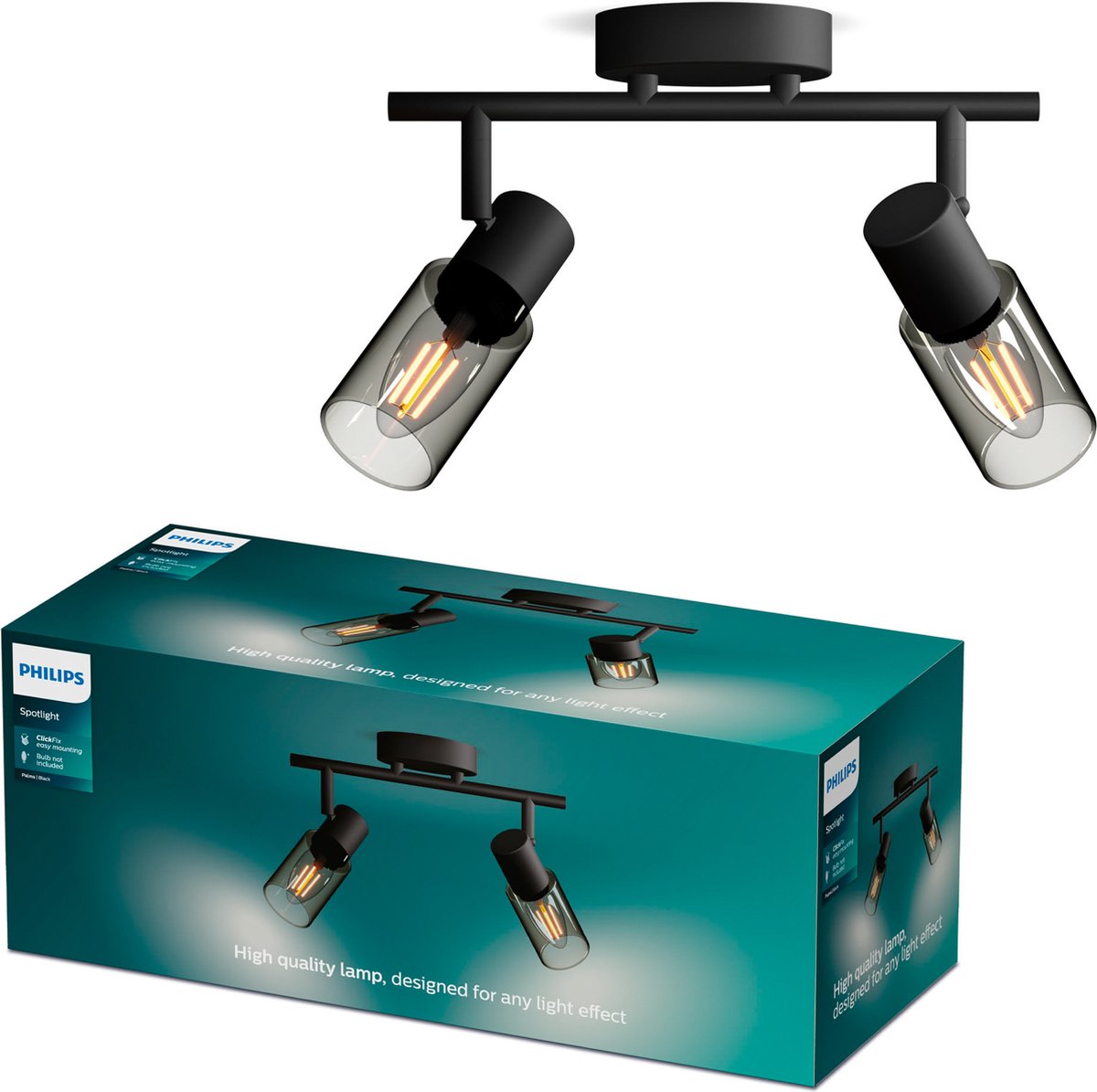 Philips LED Philips Palms spot - spot de plafond avec deux points lumineux - avec verre fumé - petit luminaire E14