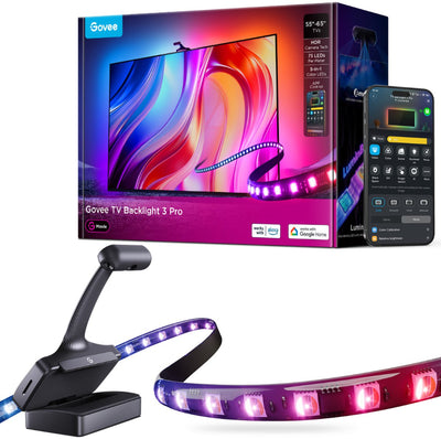 Govee TV backlight 3 pro - éclairage LED intelligent pour téléviseur 55-65 pouces - triple caméra HDR - compatible matière