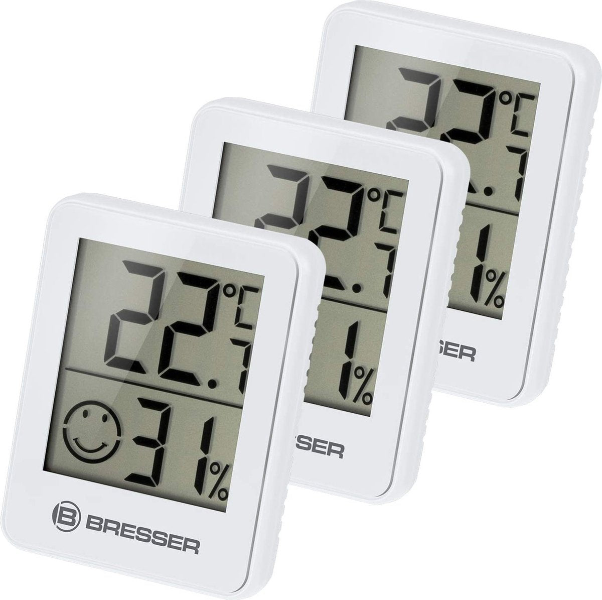Station météo Bresser - indicateur hygroclimatique - lot de 3 - contrôle le climat intérieur - blanc
