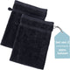 Faire taire. gant de toilette Living Hush Living - lot de 2 - 100 % coton - qualité lourde 500 g m2 - bordure élégante et boucle de suspension - 16x22 cm - noir