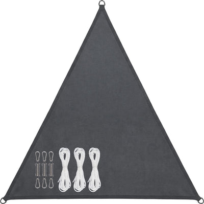 Toile d'ombrage Abbey Camp - pes - 3,6x3,6x3,6m - gris - toile solaire - anneaux en acier inoxydable - parasol