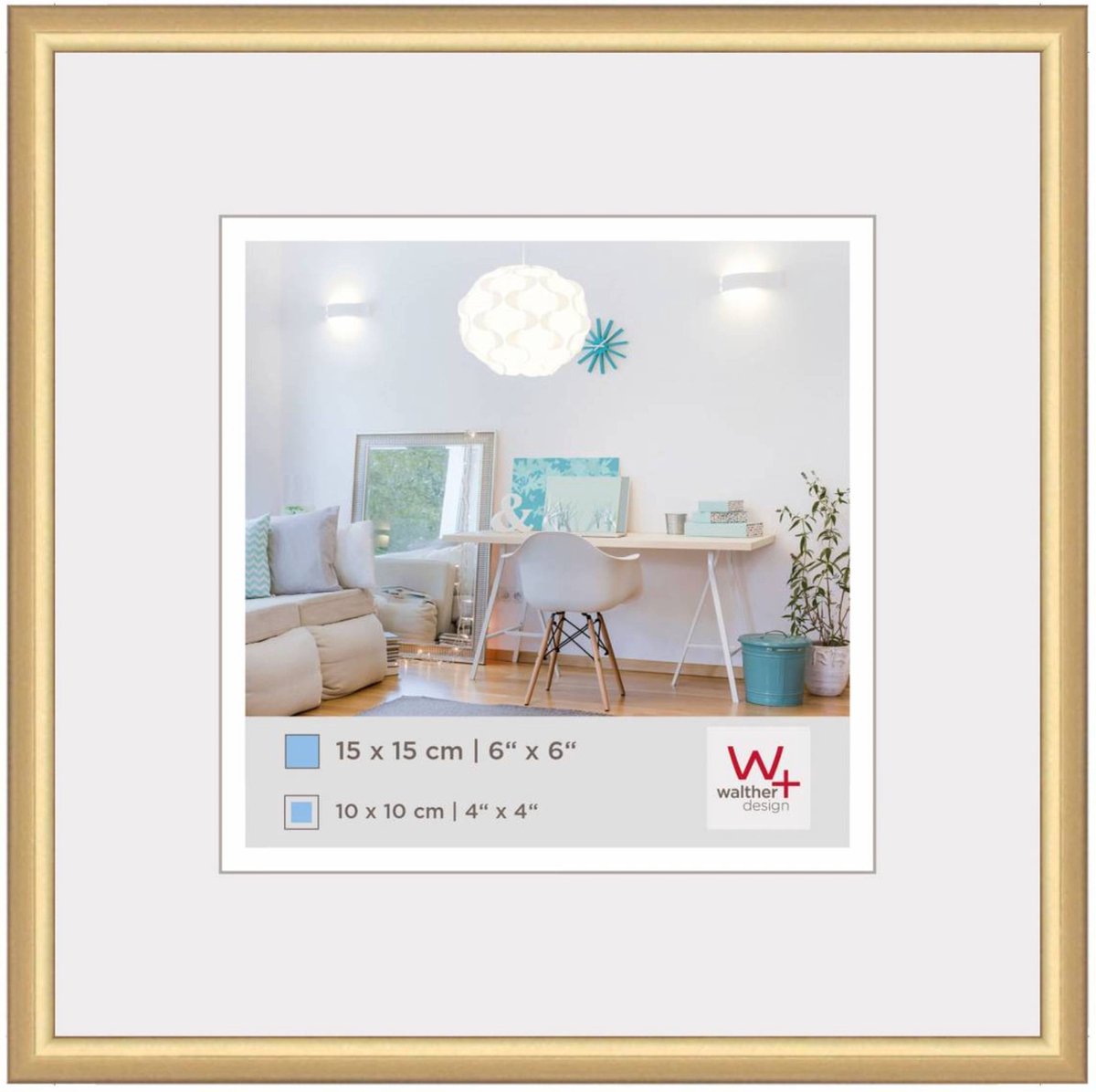 Walther new lifestyle - cadre en plastique - format photo 15x15 cm - doré
