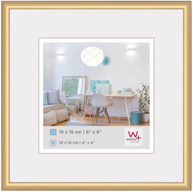 Walther new lifestyle - cadre en plastique - format photo 15x15 cm - doré
