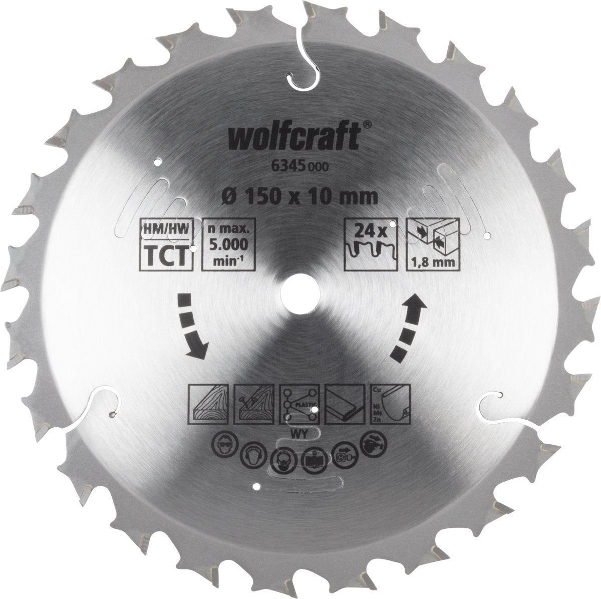 Wolfcraft - lame de scie circulaire 150x10mm - 24 dents - pour scie circulaire à main sans fil - série lilas - 6345000