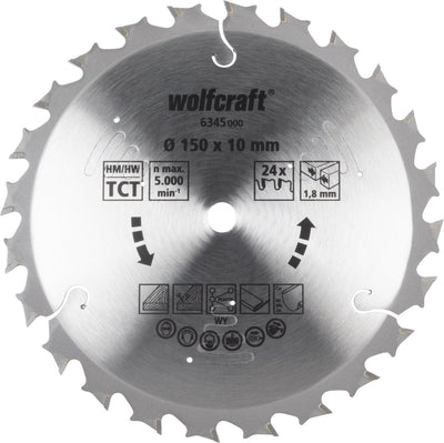 Wolfcraft - lame de scie circulaire 150x10mm - 24 dents - pour scie circulaire à main sans fil - série lilas - 6345000