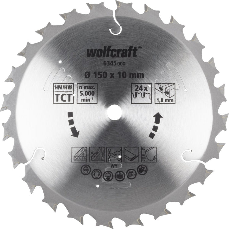 Wolfcraft - lame de scie circulaire 150x10mm - 24 dents - pour scie circulaire à main sans fil - série lilas - 6345000