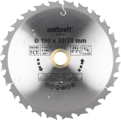 Wolfcraft - lame de scie circulaire 190mm - 24 dents - pour scie circulaire à main sans fil - série lilas - 6347000