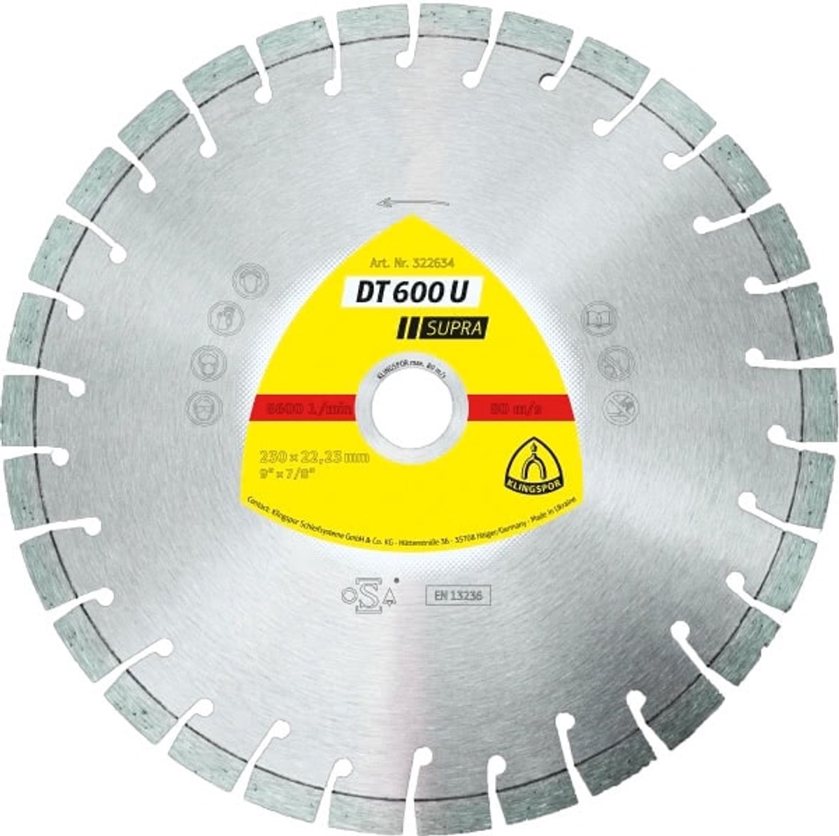 Disque à tronçonner diamanté Klingspor dt 600 u supra d.230mm alésage.22...