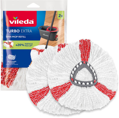 Vileda turbo 2in1 remplacement - lot de 2 - convient à tous les systèmes de centrifugeuse à partir de - +20 % de puissance de nettoyage supplémentaire - pour tous les sols