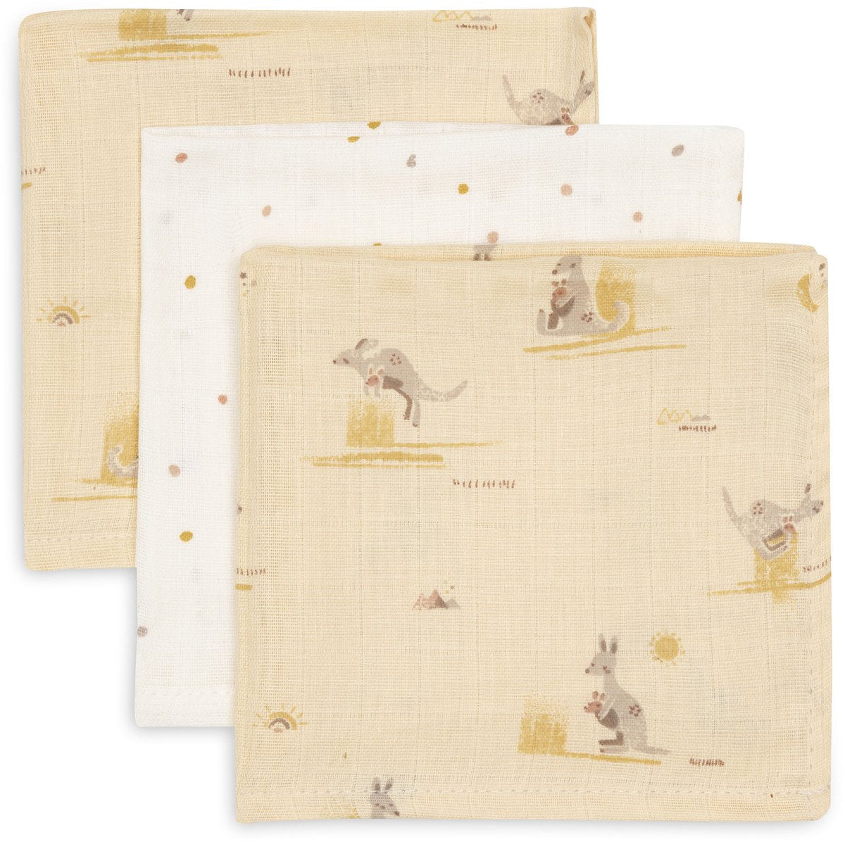 Serviette buccale hydrophile Jollein - 31x31cm - racines de kangourou - 3 pièces