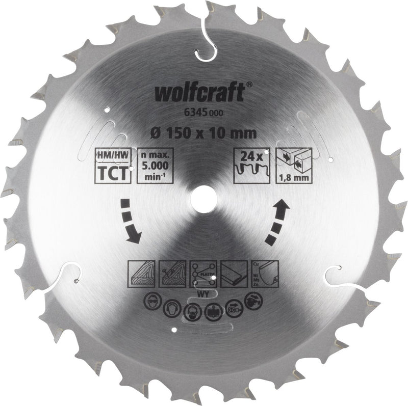 Wolfcraft - lame de scie circulaire 150x10mm - 24 dents - pour scie circulaire à main sans fil - série lilas - 6345000