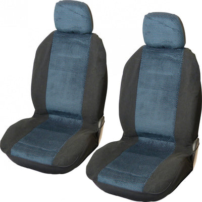 Carpoint set de housses de siège Denver 4 pièces - bleu - universel - polyester - appuie-têtes sièges avant - protection