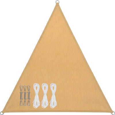 Toile d'ombrage Abbey Camp - pes - 3,6x3,6x3,6m - sable - toile solaire - anneaux en acier inoxydable - parasol