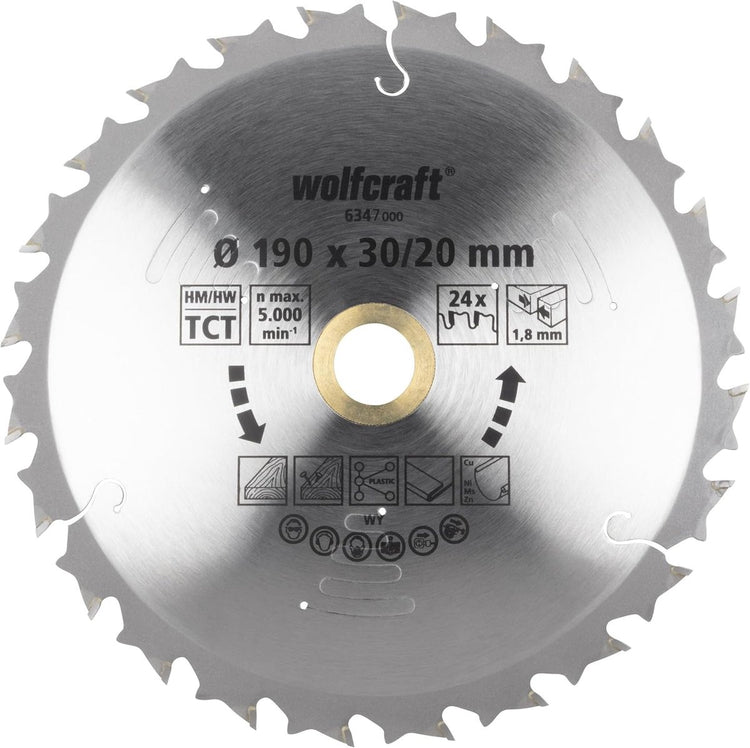 Wolfcraft - lame de scie circulaire 190mm - 24 dents - pour scie circulaire à main sans fil - série lilas - 6347000