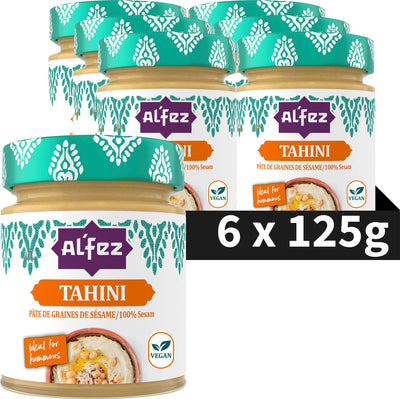 Al'fez al'fez pâte de sésame tahini naturelle - 6 x 125 grammes - 100% sésame - végétalien - cuisine du monde - pack économique
