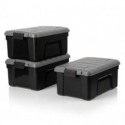 Boîte de rangement Iris store it all - 40l - robuste - empilable - plastique - gris noir - lot de 3