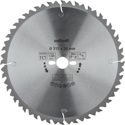 Wolfcraft - lame de scie circulaire pour table de scie 315x30mm - 28 dents - lame de scie pour scie à table - série verte - 6664000