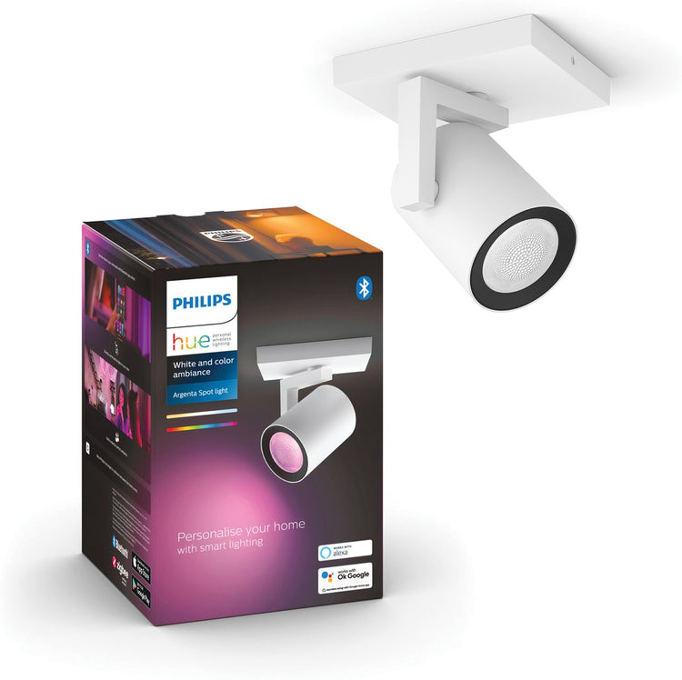Spot en saillie Philips Hue Argenta - lumière blanche et colorée - 1 spot - blanc