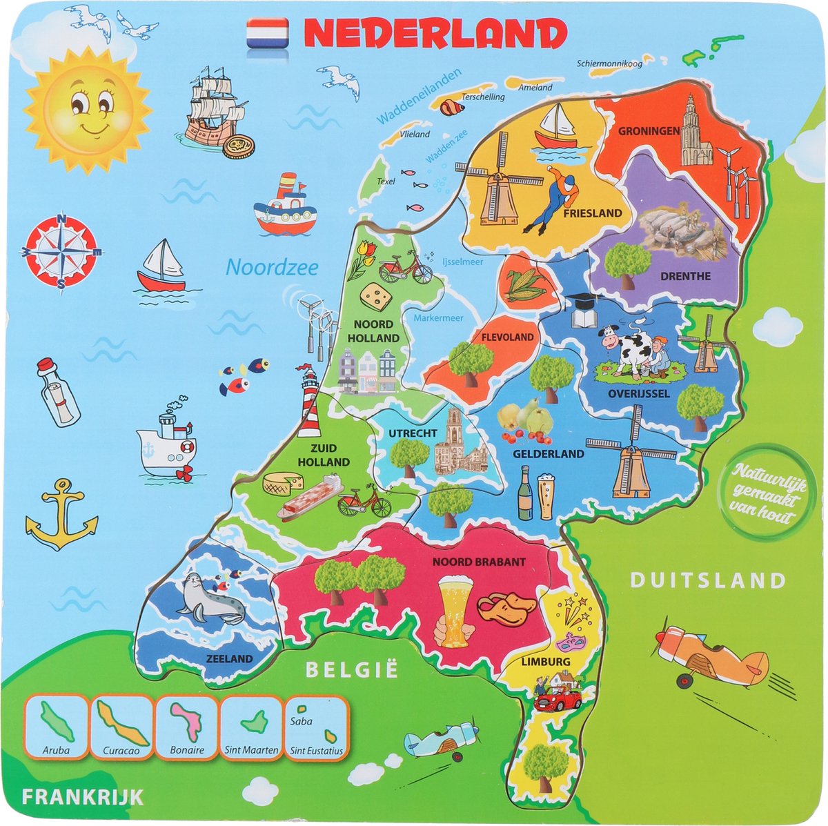 Carte de puzzle en bois en bois aux Pays-Bas, 13e.