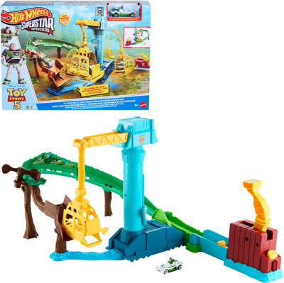 Ensemble de pistes de voiture jouet Hot Wheels - Disney et Pixar Toy Story 5 Superstar Speeders Hi-Tech Buzz Lightyear's Star Command Adventure Track Set