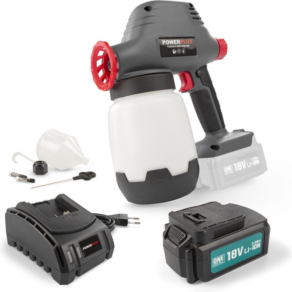 Pistolet à peinture Powerplus powebpss3 - 18v - 1000ml - incl. batterie 18v 3.0ah et chargeur