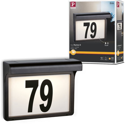 Paulmann éclairage solaire LED pour numéro de maison Dayton II IP44 3000K 2LM noir