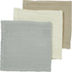 Meyco baby uni lingettes visage - pack de 3 - hydrophiles - blanc cassé gris clair sable - 30x30cm