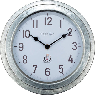 Nexttime coquelicot – horloge murale d'extérieur – 22 cm – métal – argent galvanisé – résistante aux intempéries