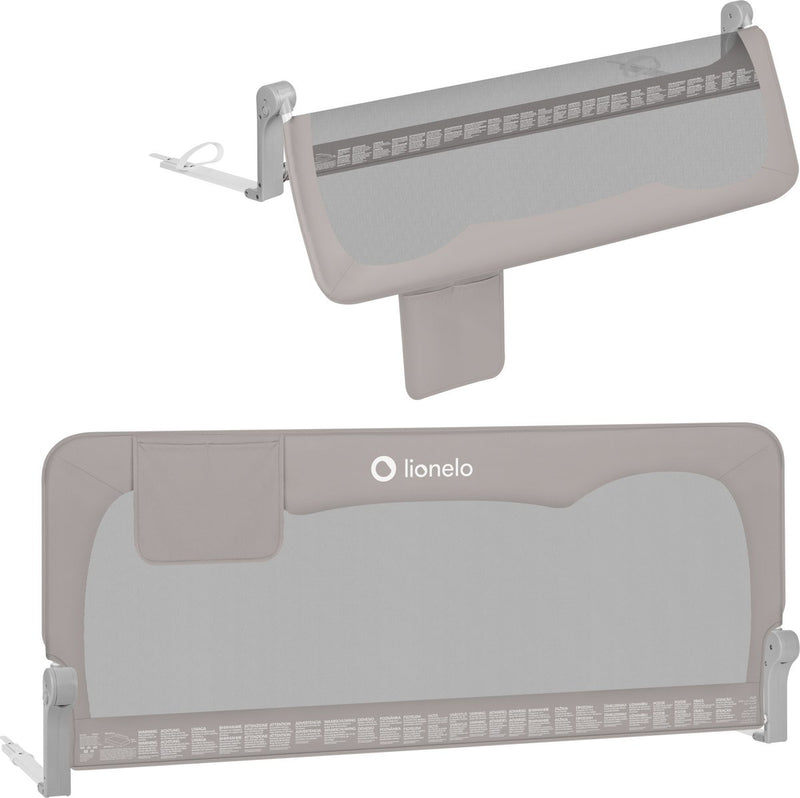 Lionelo hanna – barrière de lit 150x66 cm – pliable à 180° – cadre en aluminium – ceinture sécurisée standsafe – jusqu'à 27 kg – filet aéré – pour matelas jusqu'à 45 cm – certifié SGS – adapté aux voyages – montage facile