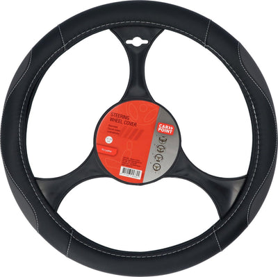 Carpoint housse de volant voiture - cuir PU noir avec gris - pour volants d'un diamètre de 37-39 cm