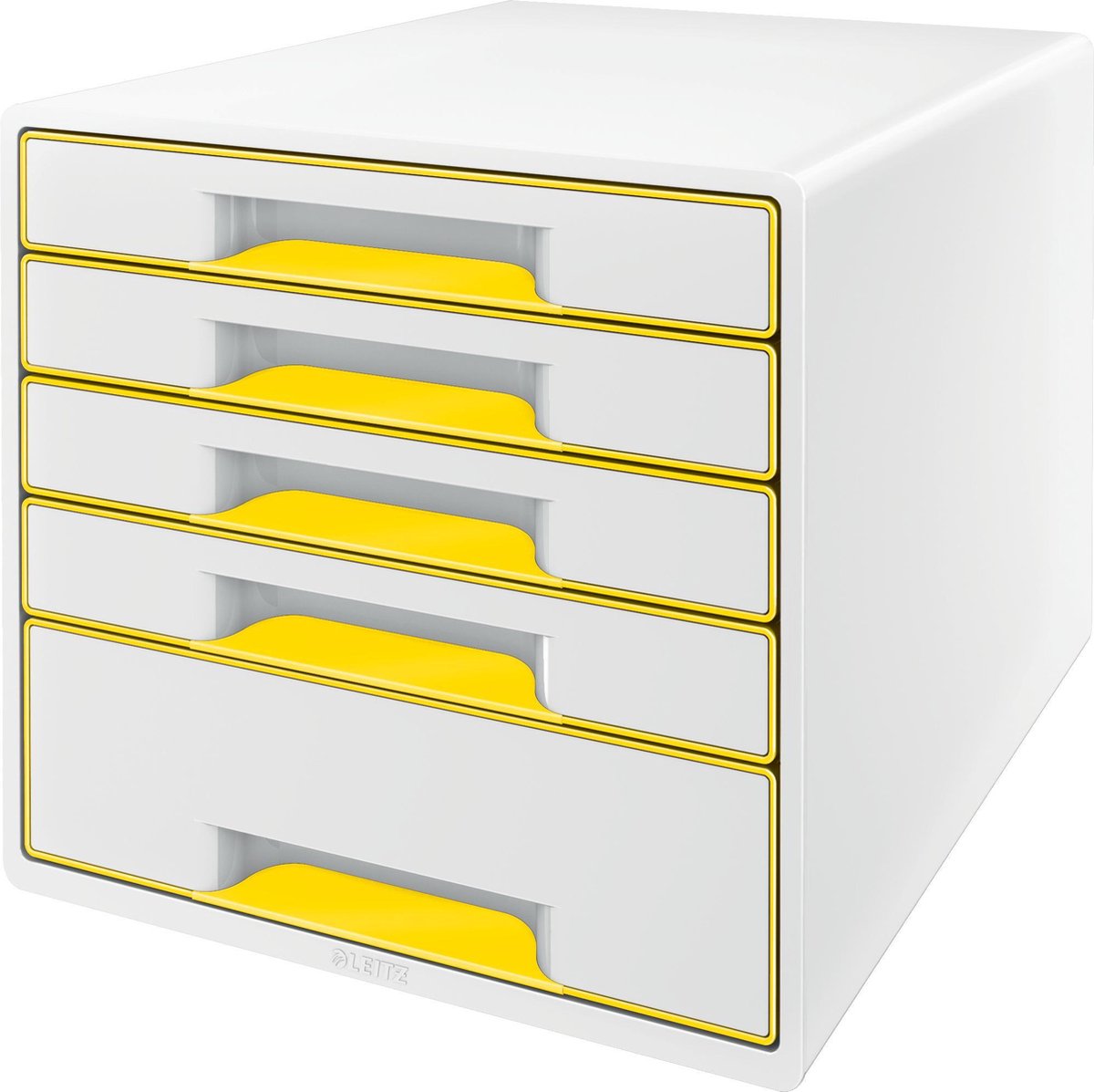 Caisson à tiroirs Leitz wow cube avec 5 tiroirs - rangement avec compartiments - pour le bureau et le travail à domicile - idéal pour le bureau à domicile - blanc jaune