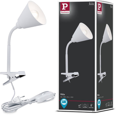 Paulmann lampe à pince vitis interrupteur à cordon à bras flexible blanc 230v e14