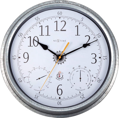 Tulipe Nexttime – horloge murale – 40,5 cm – métal – argent galvanisé – résistante aux intempéries