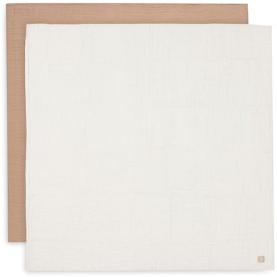 Jollein - tissu hydrophile grand 115x115cm - lange - coton doux - 2 pièces - biscuit ivoire