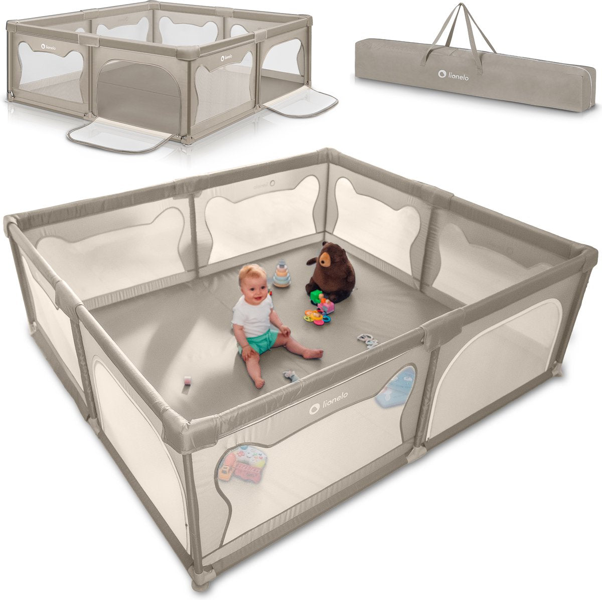 Lionelo willow xl - parc pour bébé - 187 cm x 207 cm x 68 cm - de 0 à 48 mois grande surface - très grand