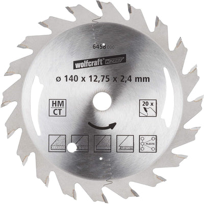 Wolfcraft - lame de scie circulaire 140x12,75mm - 20 dents - lame de scie pour scie circulaire - série argent - 6458000