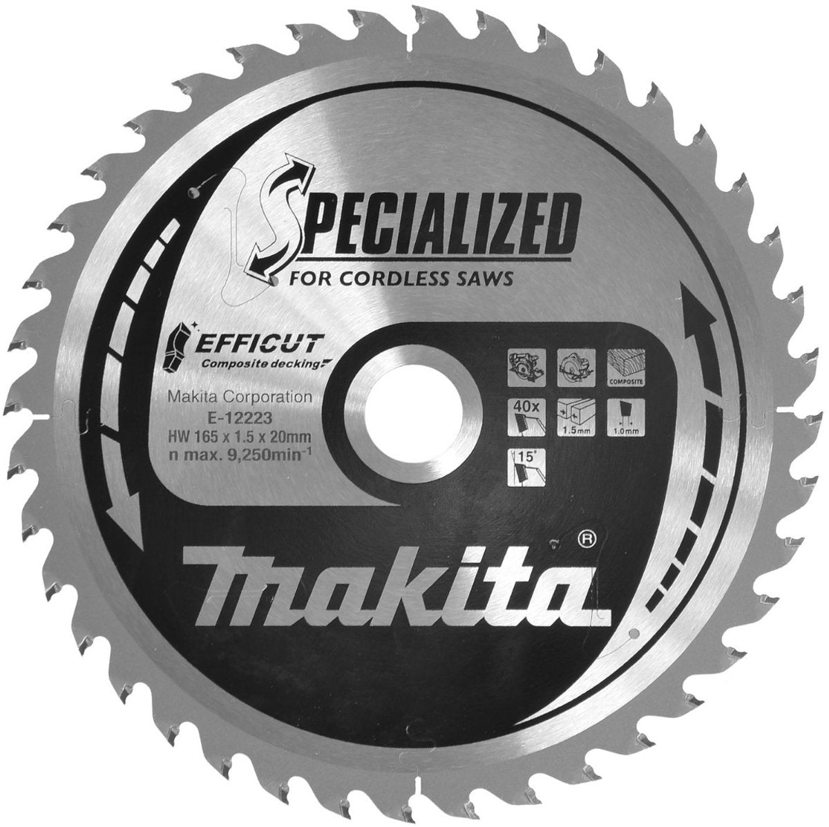 Accessoires Makita lame de scie circulaire wpc effi compo 165x20x40t - e-12223