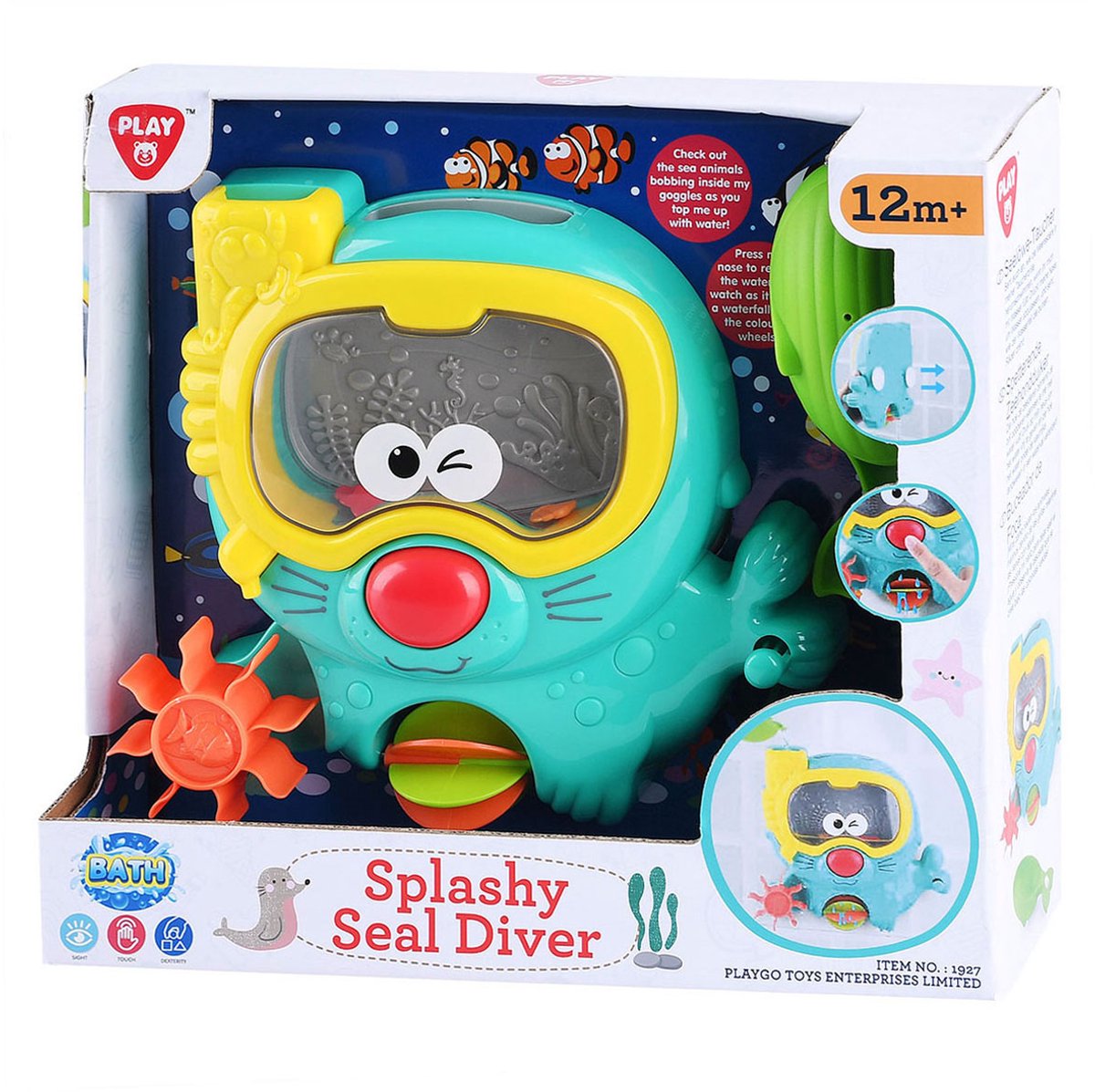 Jouer au jouet de bain sablowing scellé avec des lunettes de plongée