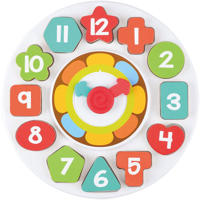 Jouez aux formes de tri en bois et à l'horloge d'apprentissage, 13dlg.