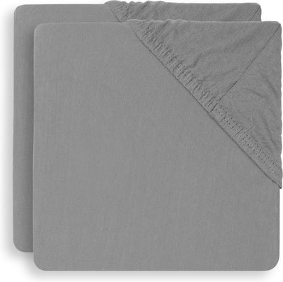 Jollein - drap housse bébé coffret matelas jersey (gris tempête) - coton - 2 pièces - drap housse bébé, coffret drap housse - 75x95cm