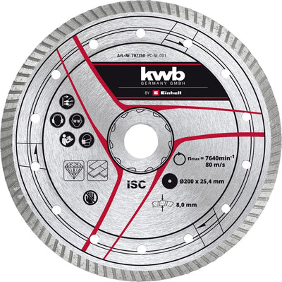 Disque à tronçonner diamanté turbo Einhell 49797750 - 200 x 25,4 mm