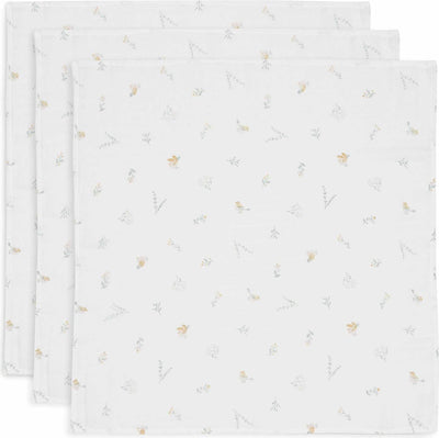 Jollein - tissu hydrophile petit 70x70cm - torchons - coton doux - 3 pièces - jolis oiseaux