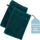Faire taire. gant de toilette Living Hush Living - lot de 2 - 100 % coton - qualité lourde 500 g m2 - bordure élégante et boucle de suspension - 16x22 cm - vert foncé