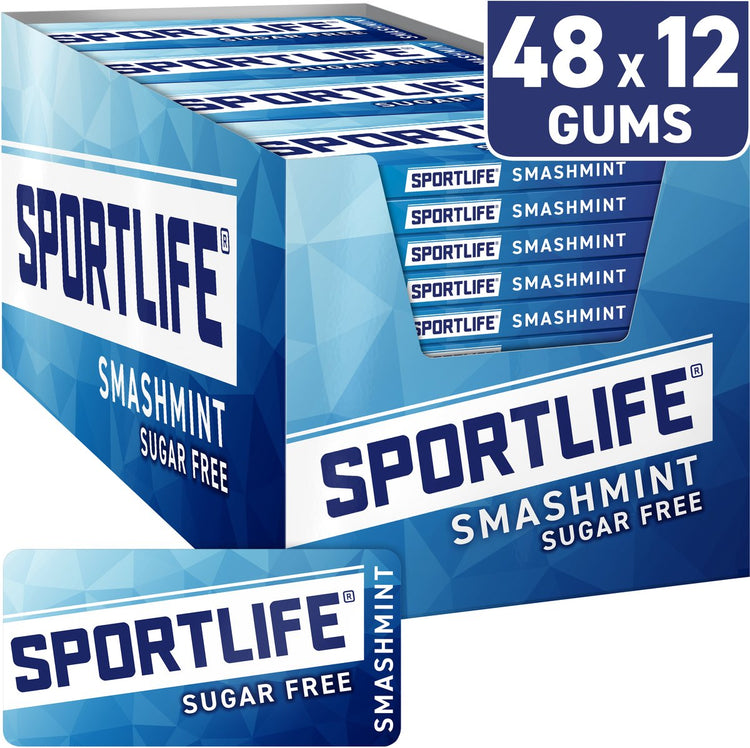 Boîte de chewing-gum Sportlife smashmint - 48 paquets - 48x18g