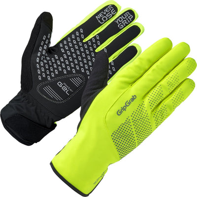 Gripgrab - ride gants de cyclisme d'hiver imperméables à doigts longs imperméables avec rembourrage - unisexe - jaune haute visibilité - taille xxl