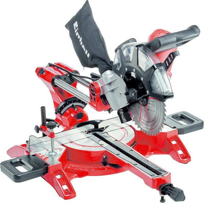 Scie à onglets radiale électrique Einhell tc-sm 2534 1 dual - 2350 w - ø250 mm - système coulissant intégré - tête de scie inclinable à gauche et à droite - incl. Lame de scie 48 dents