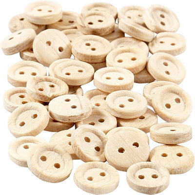 Boutons en bois Creativ company, d 11 mm, 2 trous, 50 pièces 1 boîte