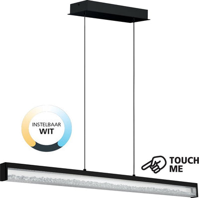 Suspension Eglo cardio 1 - LED - 100 cm - noir - cristaux - dimmable